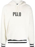 Polo Ralph Lauren logo-embroidered faux-shearling hoodie - Blanc - thumbnail