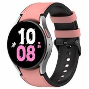 leer + siliconen bandje - Maat: small - Roze - Samsung Galaxy Watch 5 (Pro) - 40mm / 44mm / 45mm