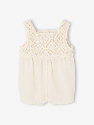 Gehaakte combishort voor babymeisjes vanille