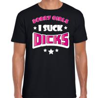 Bellatio Decorations Gay Pride T-shirt voor heren - sorry girls i suck dicks - zwart/roze - LHBTI 2XL  -