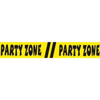 Folat Markeerlint party zone - 15 meter - geel/zwart - afzetlint feest versiering