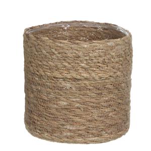 Mica Decorations Plantenmand - rotan - naturel met bruin - 20 cm