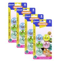 Magneten rond - katten/poezen design - multi kleuren - 24x stuks - D4 cm - hobby/koelkast magneetjes