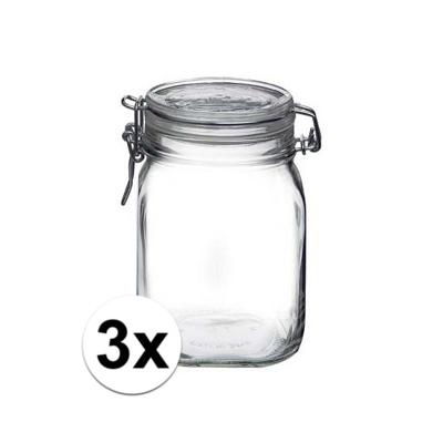 Weckpot/inmaakpot - 3x stuks - 1L - glas - met beugelsluiting - luchtdicht