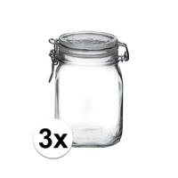 Weckpot/inmaakpot - 3x stuks - 1L - glas - met beugelsluiting - luchtdicht Weckpot/inmaakpot - 3x stuks - 1L - glas - met beugelsluiting - luchtdicht