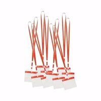 Badgehouders/naamkaarthouders - 10x - met rood keycord/lanyard - plastic - beurs/feest