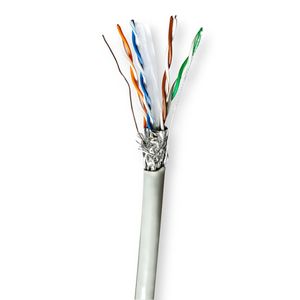 Nedis CCBG8524GY100 Netwerk Kabel Rol Cat6 Stranded S/ftp Cca 100.0 M Binnenshuis Rond Pvc Grijs Gift Box