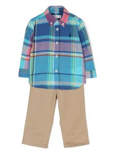 POLO RALPH LAUREN KIDS ensemble chemise-pantalon à carreaux - Bleu