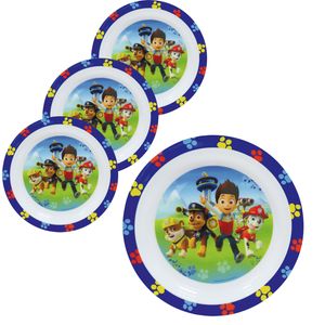 4x stuks kunststof ontbijtbordje plat Paw Patrol 22 cm