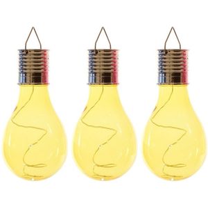 3x Buiten LED gele lampbolletjes solar verlichting 14 cm