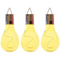 3x Buiten LED gele lampbolletjes solar verlichting 14 cm