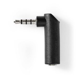 Stereo-Audioadapter | 3,5 mm Male - 3,5 mm Female | 90° Gehoekt | 4-Polig | Zwart
