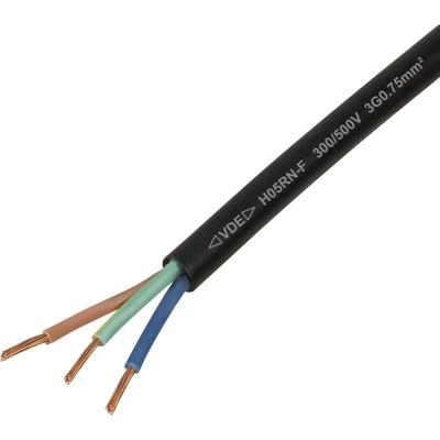 TRU COMPONENTS TC-13475128 Rubberkabel H05RN-F 3 G 0.75 mm² Zwart per meter