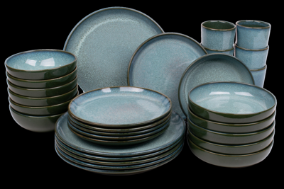 30 delige serviesset - 6 persoons - Evora - groen - Portugees stoneware