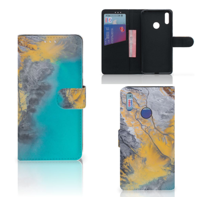 Huawei Y7 (2019) | Bookcase | Marble Blue Gold