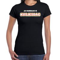 Verkleed T-shirt voor dames - kusjesdag - zwart - carnaval - foute party - thumbnail