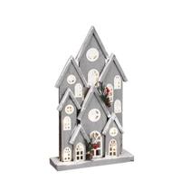 House of Seasons Huis Decoratief Object - 26x8x43 cm - Hout - Grijs