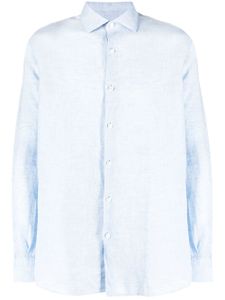Zegna chemise en lin à manches longues - Bleu