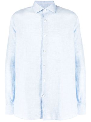 Zegna chemise en lin à manches longues - Bleu