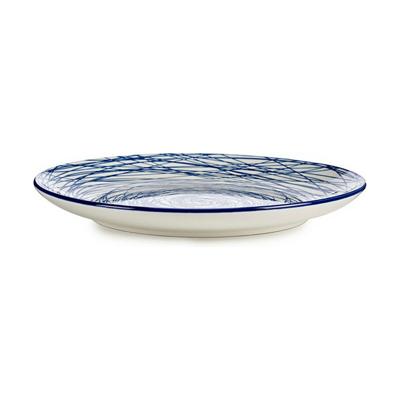 Eetbord Strepen Blauw Wit Porselein 24 x 2,8 x 24 cm