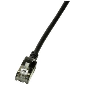 LogiLink CQ9033S RJ45 Netwerkkabel, patchkabel CAT 6A U/FTP 1.00 m Zwart Extreem dun, Vlambestendig, Flexibel, Folie afscherming, Halogeenvrij, Snagless,