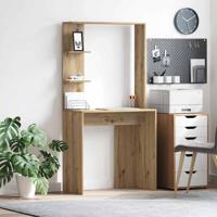 Bureau met plank artisanaal eikenkleurig 78.5 x 37 x 154.5 cm