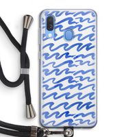 Blauwe golven: Samsung Galaxy A40 Transparant Hoesje met koord