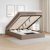 Ottoman bed met matras 140x200cm kunstleer cappuccinokleurig