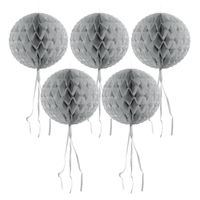 5x stuks decoratie honeycomb bol zilver 30 cm van papier