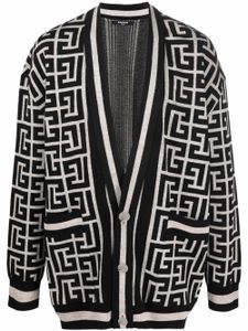 Balmain cardigan long à motif monogrammé - Noir