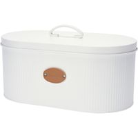 Luxe witte broodtrommel van metaal 33 x 18 x 15 cm Luxe witte broodtrommel van metaal 33 x 18 x 15 cm