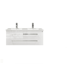Badkamermeubelset Sanicare Q1 2 Soft Close Lades Hoogglans Wit 121x46 cm