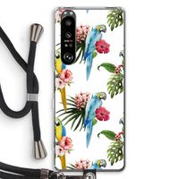 Kleurrijke papegaaien: Sony Xperia 1 III Transparant Hoesje met koord