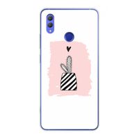 Zwart-wit cactus: Honor Note 10 Transparant Hoesje