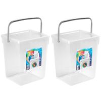 Plasticforte wasmiddel opslagboxen - kunststof - met deksel - transparant - 4x 5 liter emmers