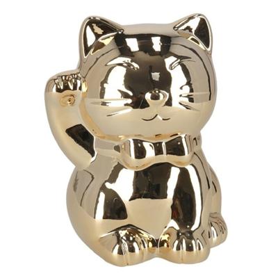 Gerimport Spaarpot Kat - goudkleurig - glimmend - 17,5 cm - keramiek - poes Gerimport Spaarpot Kat - goudkleurig - glimmend - 17,5 cm - keramiek - poes