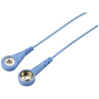 TRU COMPONENTS TC-12358912 ESD-aardingskabel Lichtblauw 1.80 m Drukknop 4 mm, Drukknop 10 mm