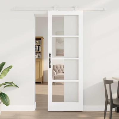 Schuifdeur met Bevestigingsset 'ORKDAL'van Wit Massief Hout en Glas