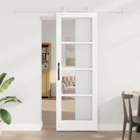 Schuifdeur met Bevestigingsset 'ORKDAL'van Wit Massief Hout en Glas