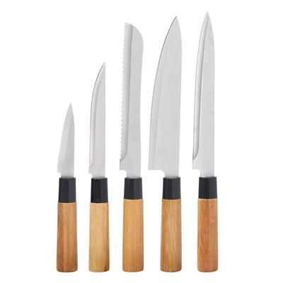 Kinvara chef keuken messen set - 5 delig - rvs metaal/bamboe - complete set