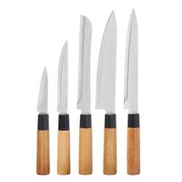Kinvara chef keuken messen set - 5 delig - rvs metaal/bamboe - complete set