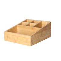 Make-up/badkamer/kantoor sorteer organizer - 6-vaks bakje - 21 x 16 cm - bamboe hout