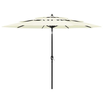 VidaXL Parasol 3-laags met aluminium paal 3 m zandkleurig