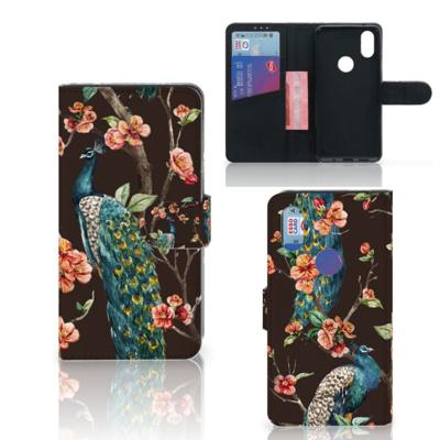 Xiaomi Mi Mix 2s | Telefoonhoesje | Met pasjeshouder | Pauw met Bloemen