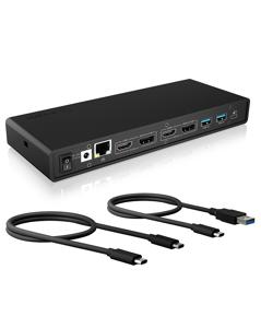 ICY BOX IB-DK2245AC Bedraad USB 3.2 Gen 1 (3.1 Gen 1) Type-C Zwart