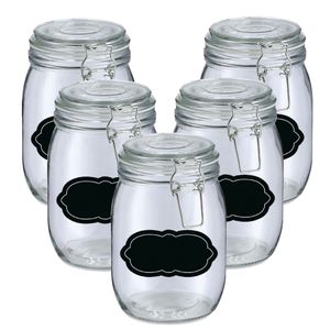 Weckpot/inmaakpot - 10x - 1L - glas - met beugelsluiting - incl. etiketten