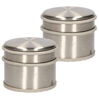 2x stuks deurstopper van 1.1 kilo staal met grijs kunststof rand 9 x 7 cm
