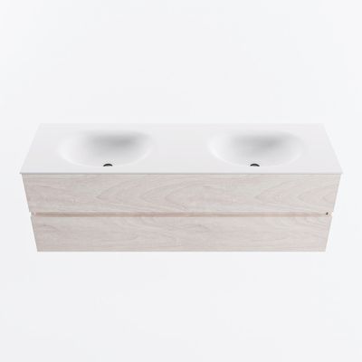 MONDIAZ VICA 150cm badmeubel onderkast Underlayment 2 lades. Wastafel MOON dubbel 2 kraangaten, kleur Talc.