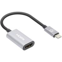 Manhattan 153973 USB-adapter HDMI 2.0 HDMI-A-bus, USB-C stekker 0.11 m Space grijs