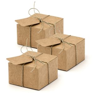 Cadeaudoosje Kraft - Bruiloft bedankje - 50x stuks met etiketten - bruin - 6 x 4 cm